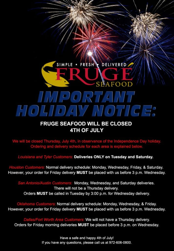 4th of July Holiday Schedule