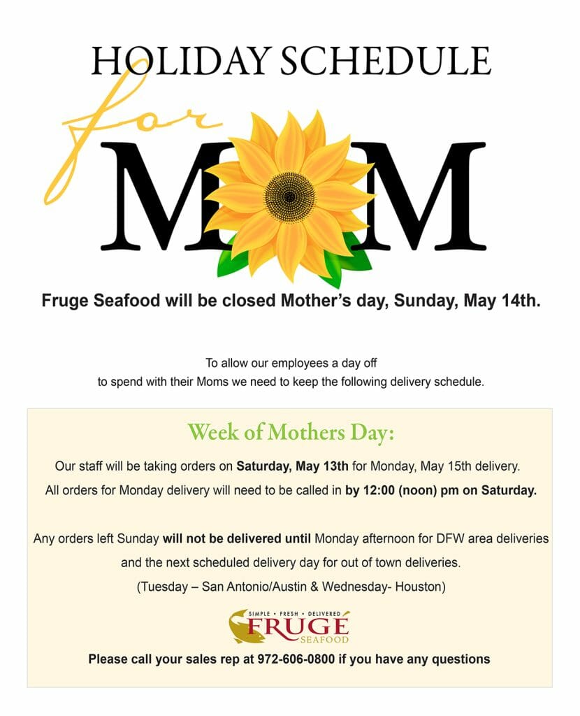 Mother's Day delivery schedule